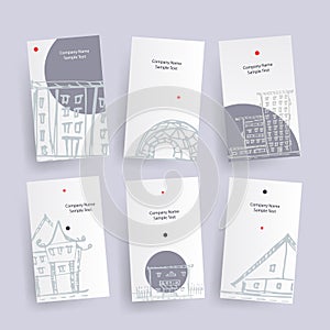 Set of architecture company identify cards. Vector tags