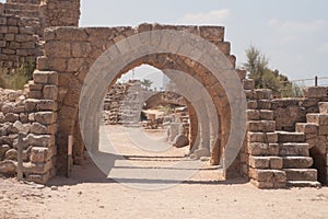 Set of archways over a walkway in Caesarea