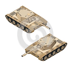 Set of army armed tank panzer divisions isometric armed military transport