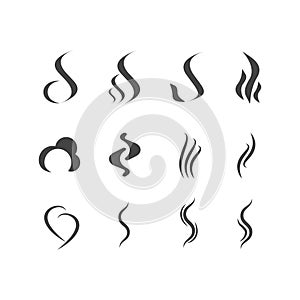 Set of Aroma icon vector. Smoke from cigarettes