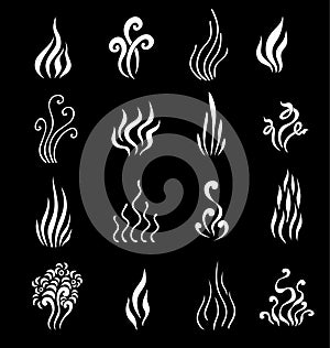 Set of Aromas icons. Symbols of vapor  smoking and cooking smells