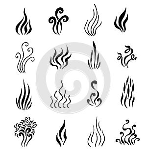 Set of Aromas icons. Symbols of vapor  smoking and cooking smells