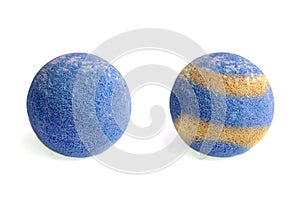 Set of aromatic bath bombs on a white background. aromatic bath balls of different colors.