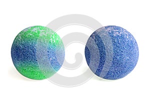 Set of aromatic bath bombs on a white background. aromatic bath balls of different colors.