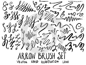 Set of arrow brush illustration Hand drawn Sketch line vector eps10