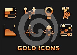 Set Arrow, Graph, chart, diagram, Financial growth decrease, Location, Pie infographic and icon. Vector