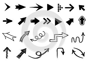 Set arrow icon. Collection different arrows recycle, painted sign. Black set arrows icons isolated - stock vector