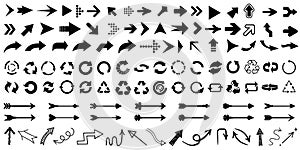 Set arrow icon. Collection different arrows sign. Black vector arrows â€“ for stock