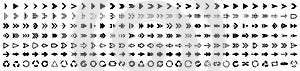 Set arrow icons. Collection different arrows sign. Set different cursor arrow direction symbols in flat style. Black arrows icons