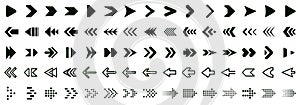 Set arrow icons, collection different arrows sign, set different cursor arrow direction symbols in flat style, black arrows icons