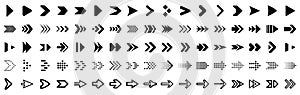 Set arrow icons. Collection different arrows signs. Set different cursor arrow direction symbols in flat style. Black arrows icon