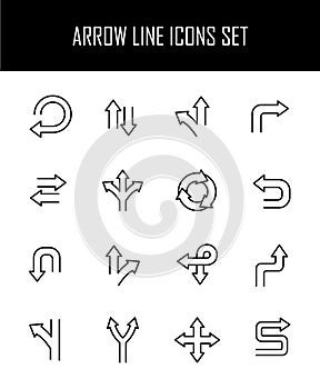 Set of arrow icons in modern thin line style.