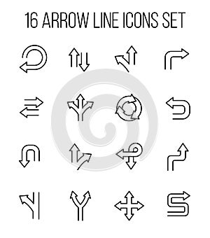 Set of arrow icons in modern thin line style.