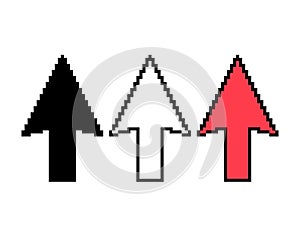 Set of Arrow pixel icon, web cursor click mouse symbol, computer pointer vector illustration