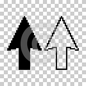 Set of Arrow pixel icon, web cursor click mouse symbol, computer pointer vector illustration