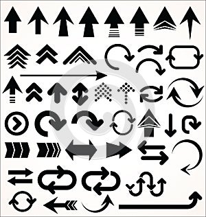 set of arrow shapes on white