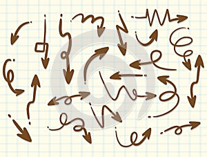 Set of arrows in different directions on white background