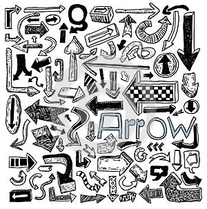 Set of arrows, hand drawn vector illustration