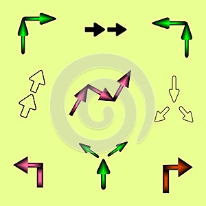 Set of arrows symbol navigation icons internet decoration abstract background vector illustration