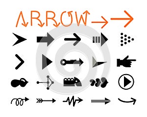 Set of Arrows on white background