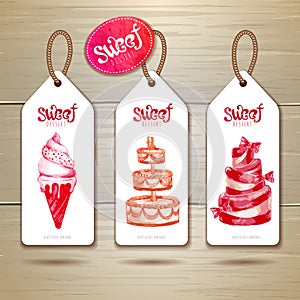 Set of art cake or dessert banners