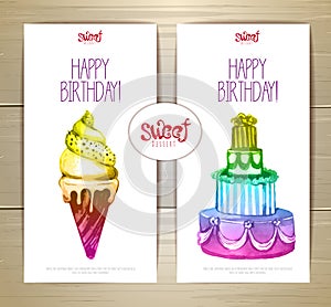 Set of art cake or dessert banners