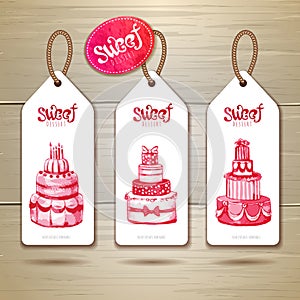 Set of art cake or dessert banners.