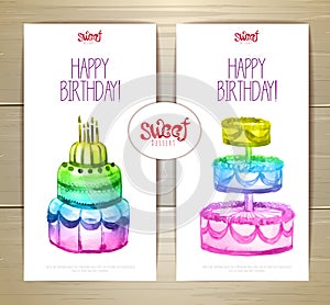 Set of art cake or dessert banners. labels design