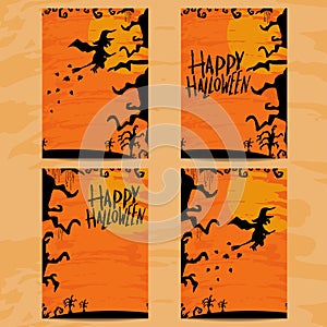 Set of art cards for Happy Halloween