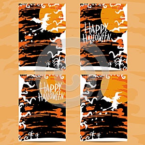 Set of art cards for Happy Halloween