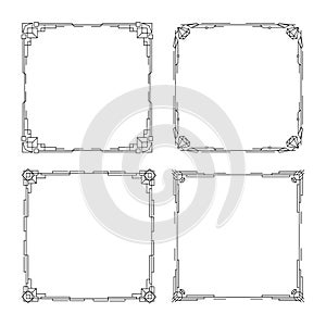 Set of Art deco borders and frames. Line vintage geometric pattern vignette. Vector illustration isolated on white