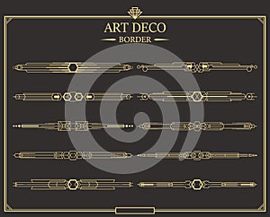 Set of Art deco gold calligraphic page dividers.