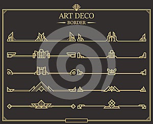 Set of Art deco gold calligraphic page dividers