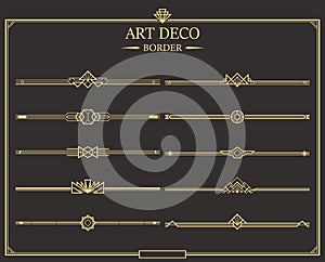 Set of Art deco gold calligraphic page dividers