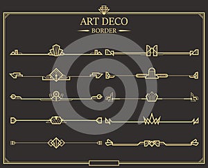 Set of Art deco gold calligraphic page dividers