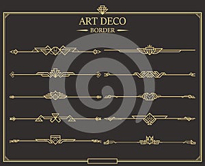 Set of Art deco gold calligraphic page dividers