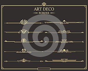 Set of Art deco gold calligraphic page dividers