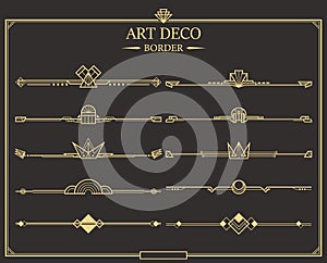 Set of Art deco gold calligraphic page dividers