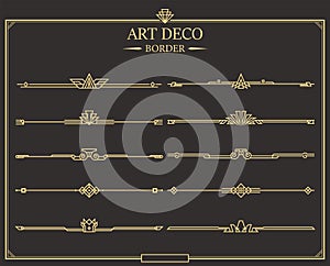 Set of Art deco gold calligraphic page dividers