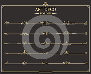 Set of Art deco gold calligraphic page dividers