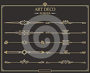 Set of Art deco gold calligraphic page dividers