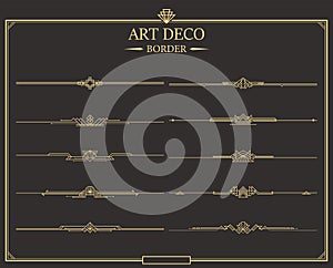 Set of Art deco gold calligraphic page dividers