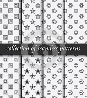 Set of art deco seamless patterns. Stylish modern textures. abstract backgrounds