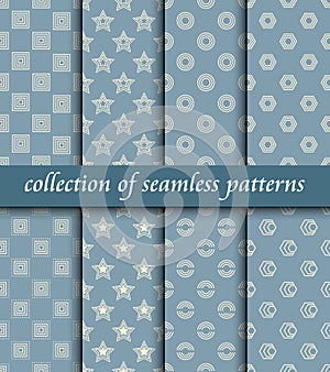 Set of art deco seamless patterns. Stylish modern textures. abstract backgrounds