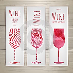 Set of art wine banners and labels