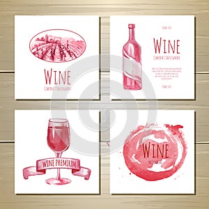 Set of art wine banners and labels