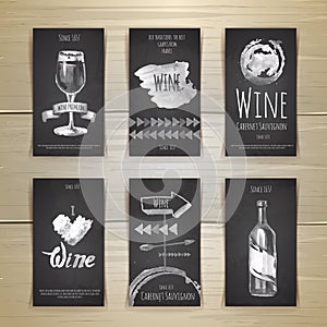 Set of art wine cards and labels design