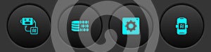 Set Artificial intelligence robot, Binary code, Computer api interface and AI icon. Vector