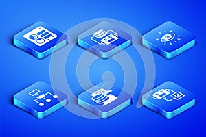 Set Artificial intelligence robot, Computer api interface, Server, Data, Algorithm, and AI icon. Vector