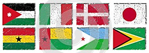 Set of artistic flags of the world